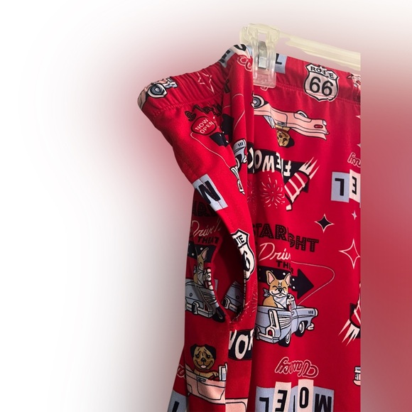 2X Secret Treasures Retro Red Printed Lounge Shorts - Picture 3 of 6